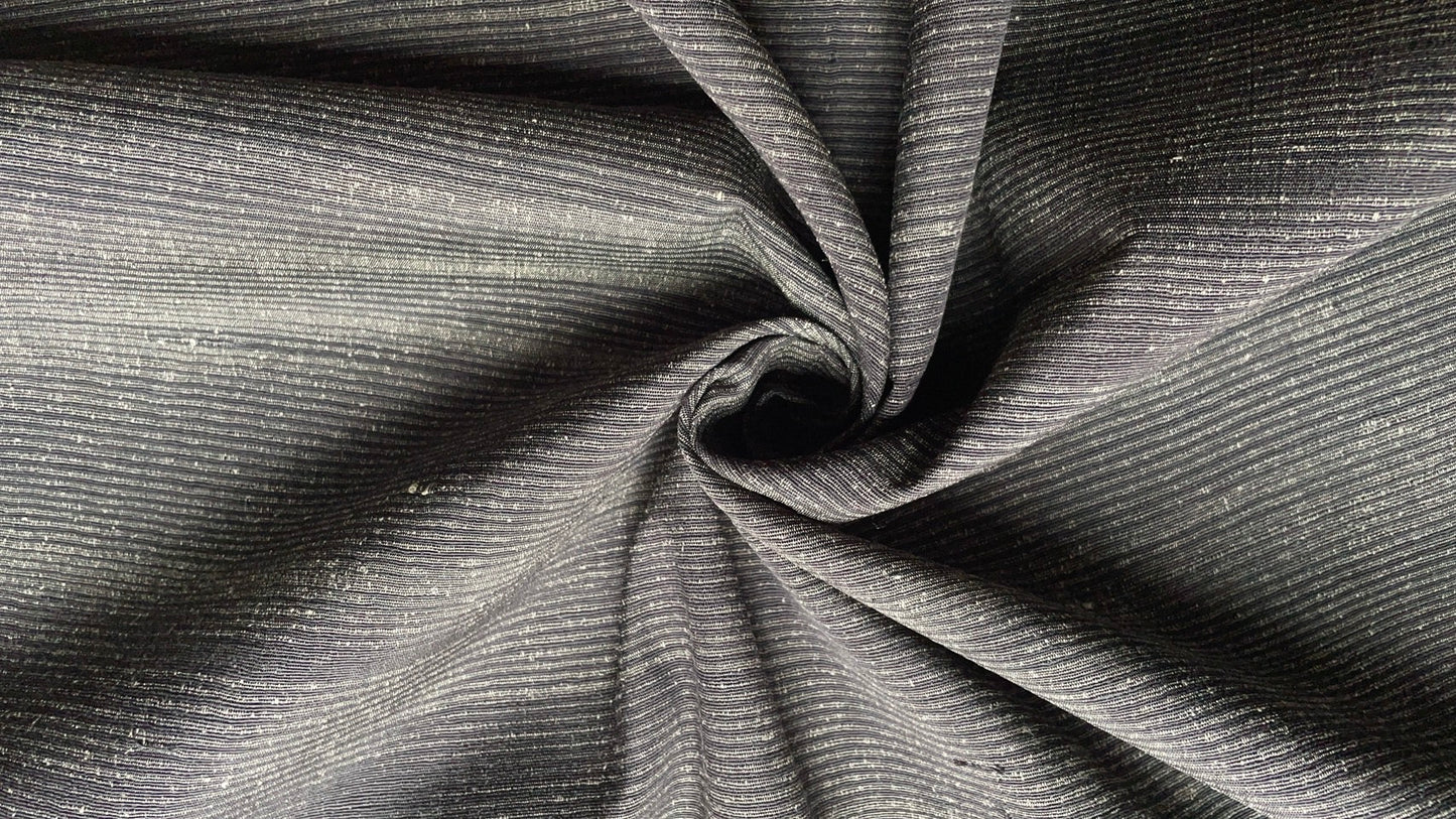 Thai Silk Striped Weave Gray Coarse texture (SKU-44368)