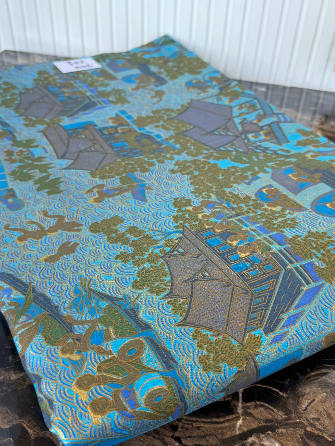 Thai Silk Printed Silk Blue Coarse texture (SKU-34785)