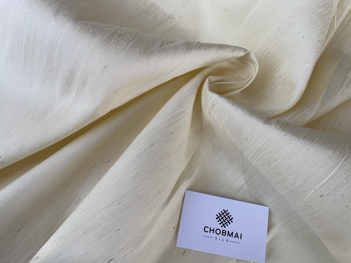 Thai Silk Plain Weave Coarse Handwoven White Coarse texture (SKU-37280)