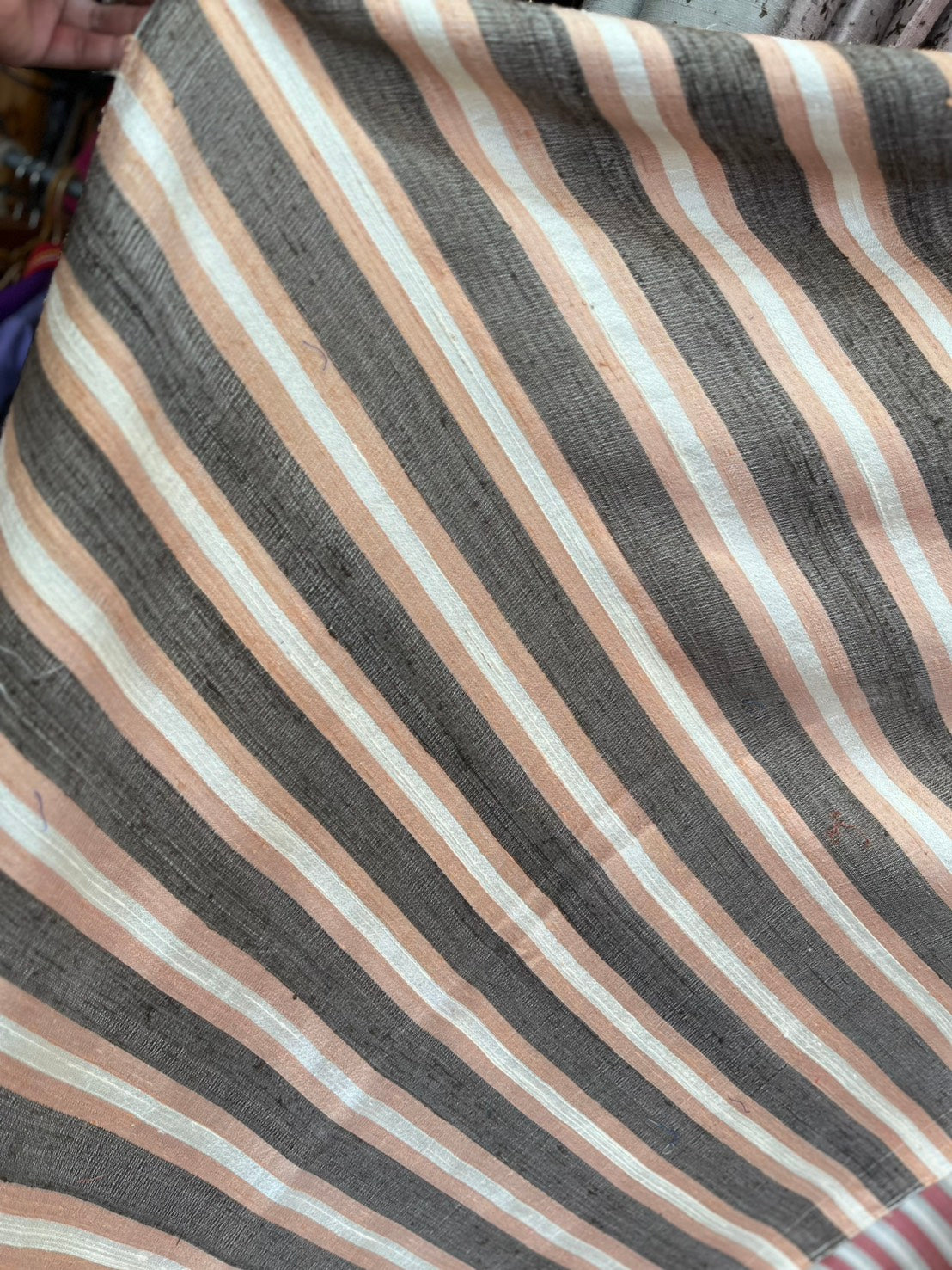 Thai Silk Stripe Pattern Gray Coarse texture (SKU-39112)