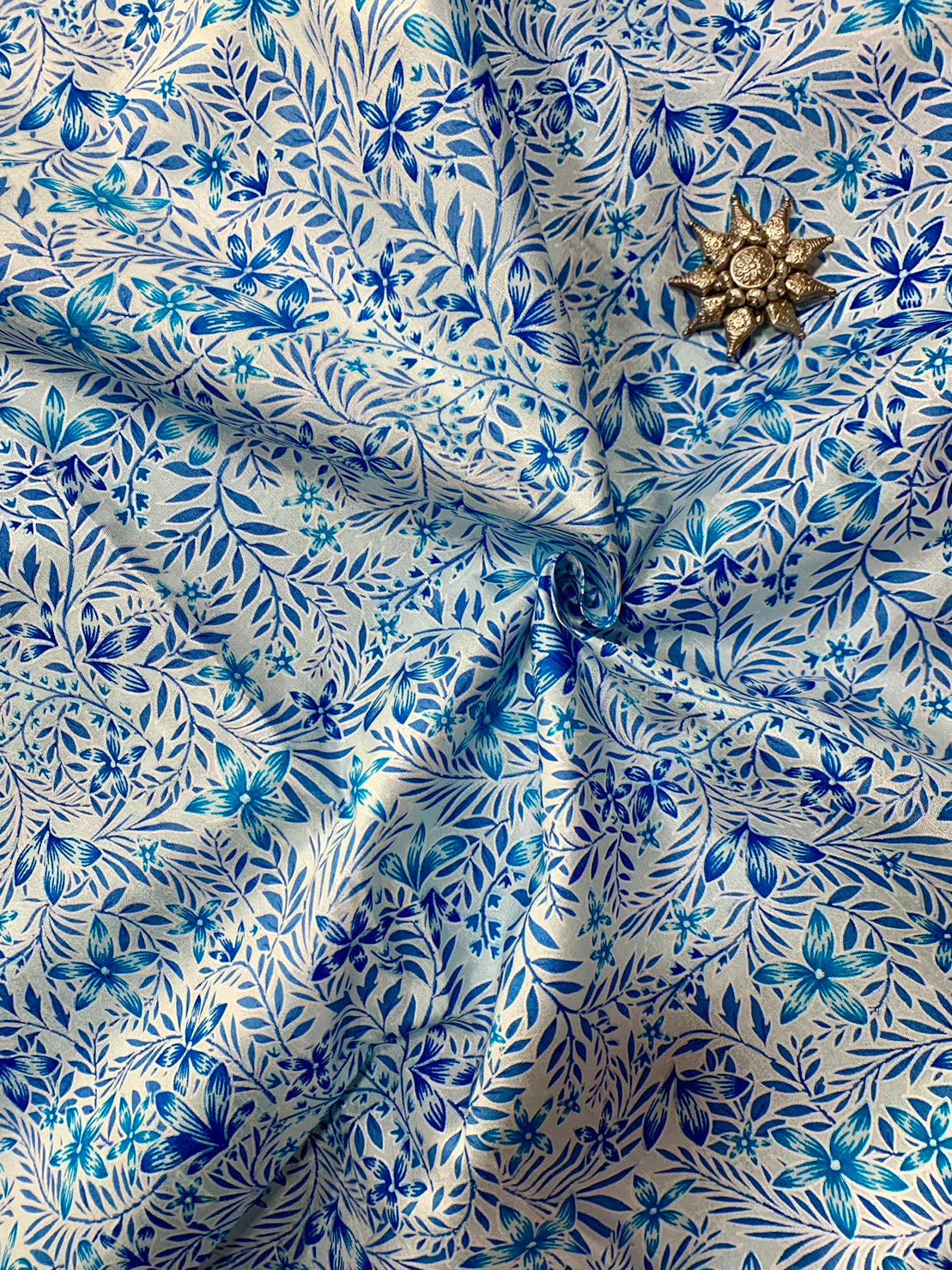 Thai Silk Printed Silk Blue Coarse texture (SKU-22663)