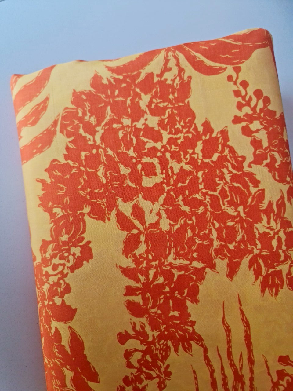 Thai Silk Printed Silk Orange (SKU-42133)