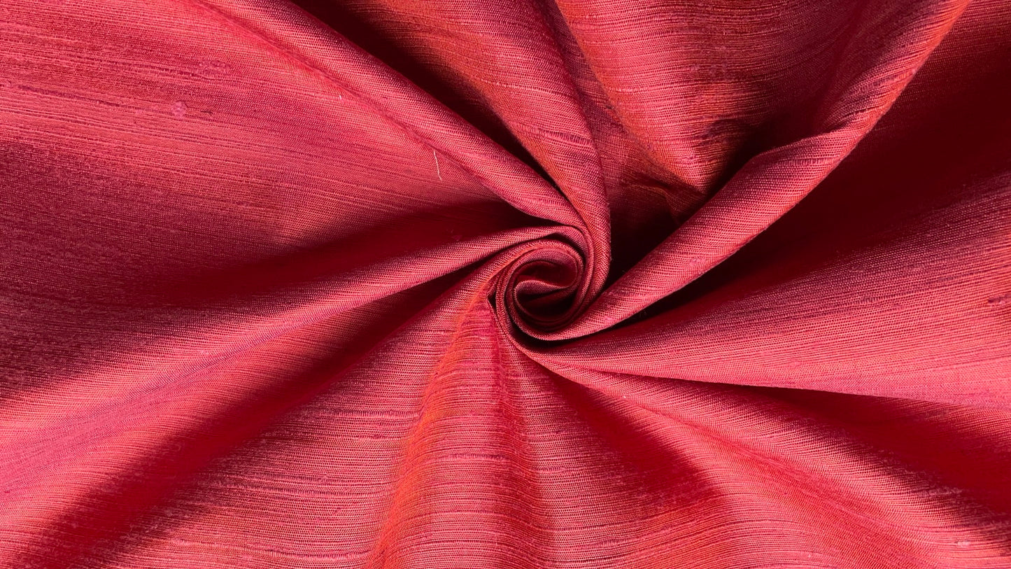 Thai Silk Plain Weave Coarse Handwoven Red Coarse texture (SKU-44355)