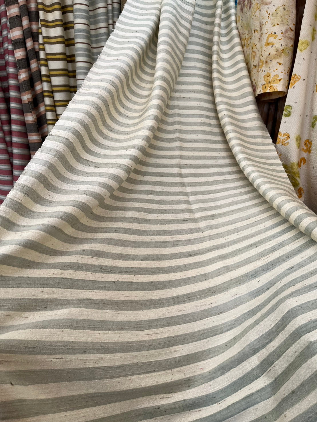 Thai Silk Stripe Pattern Gray Coarse texture (SKU-39100)