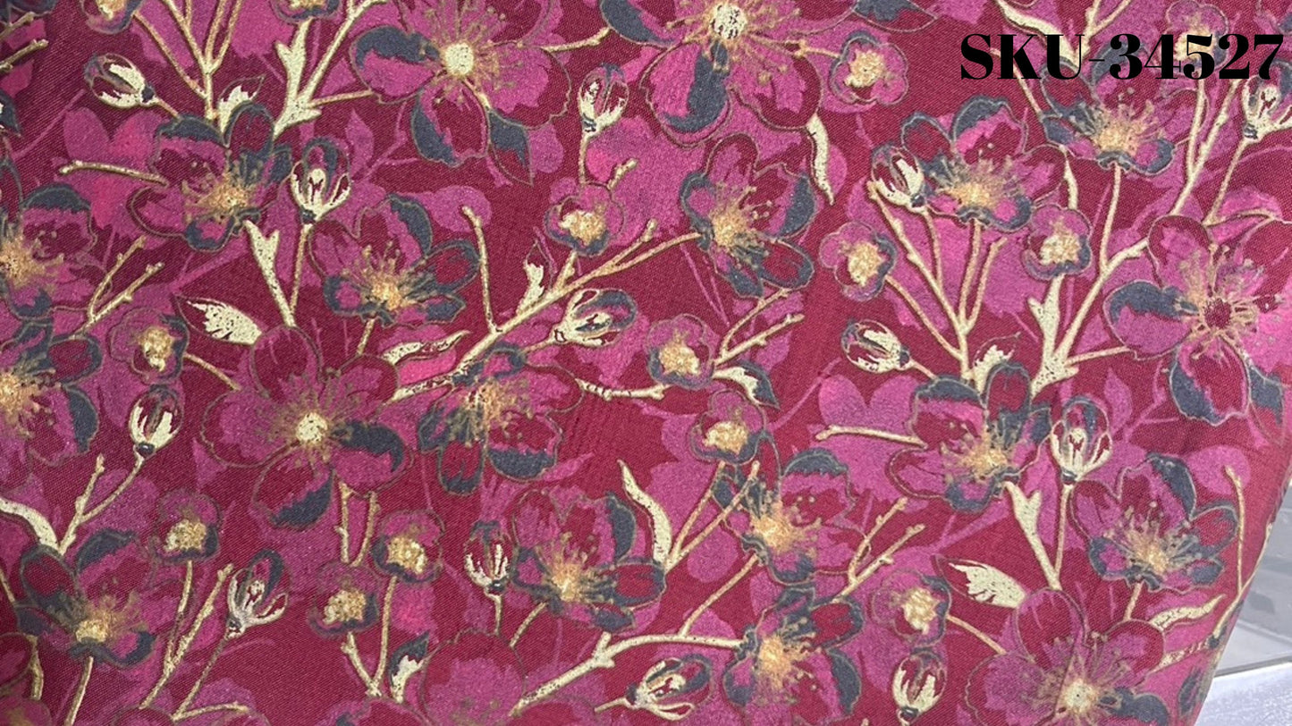Thai Silk Printed Silk Red Coarse texture (SKU-34527)