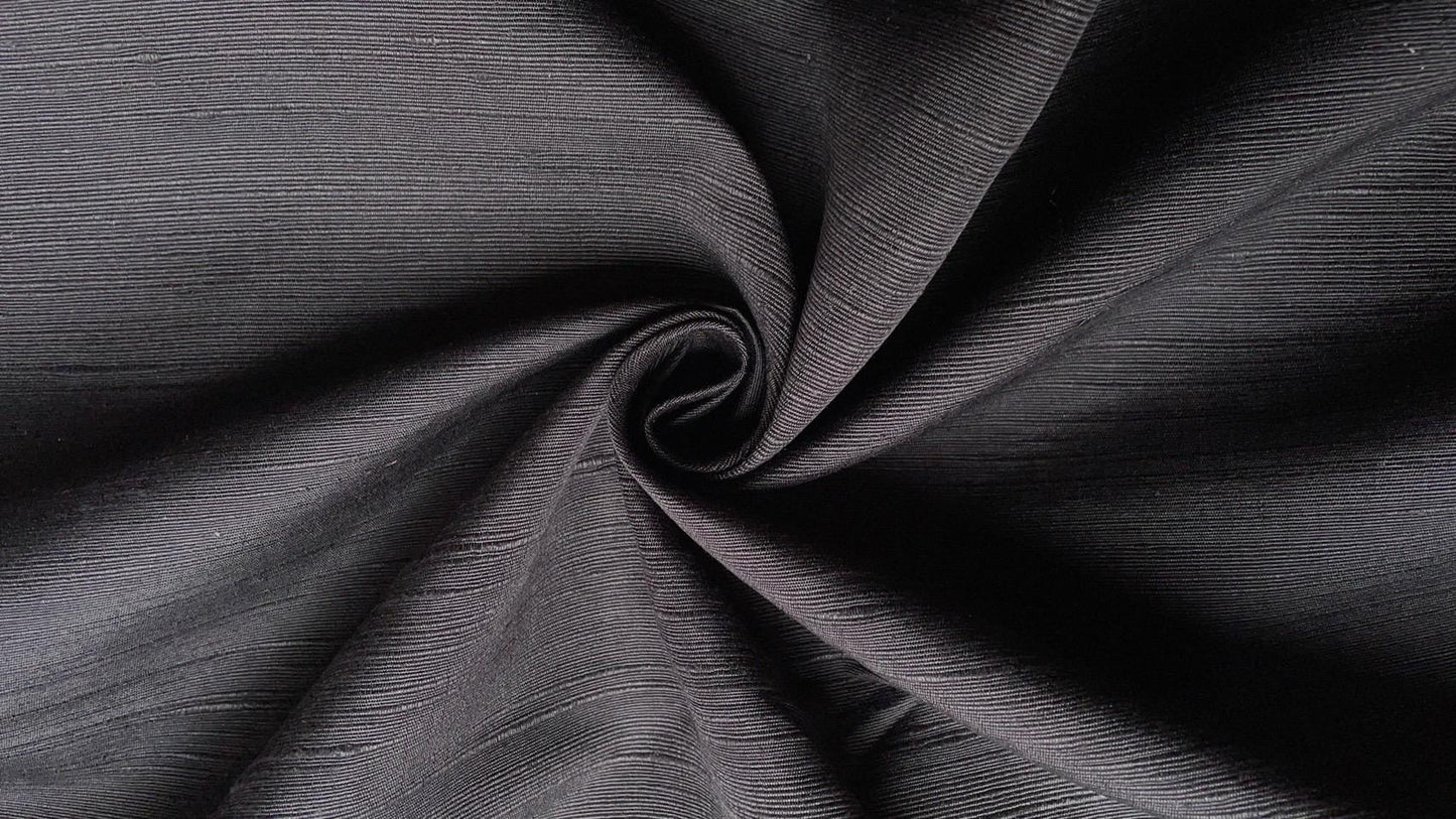 Thai Silk Plain Weave Coarse Handwoven Black Coarse texture (SKU-44359)