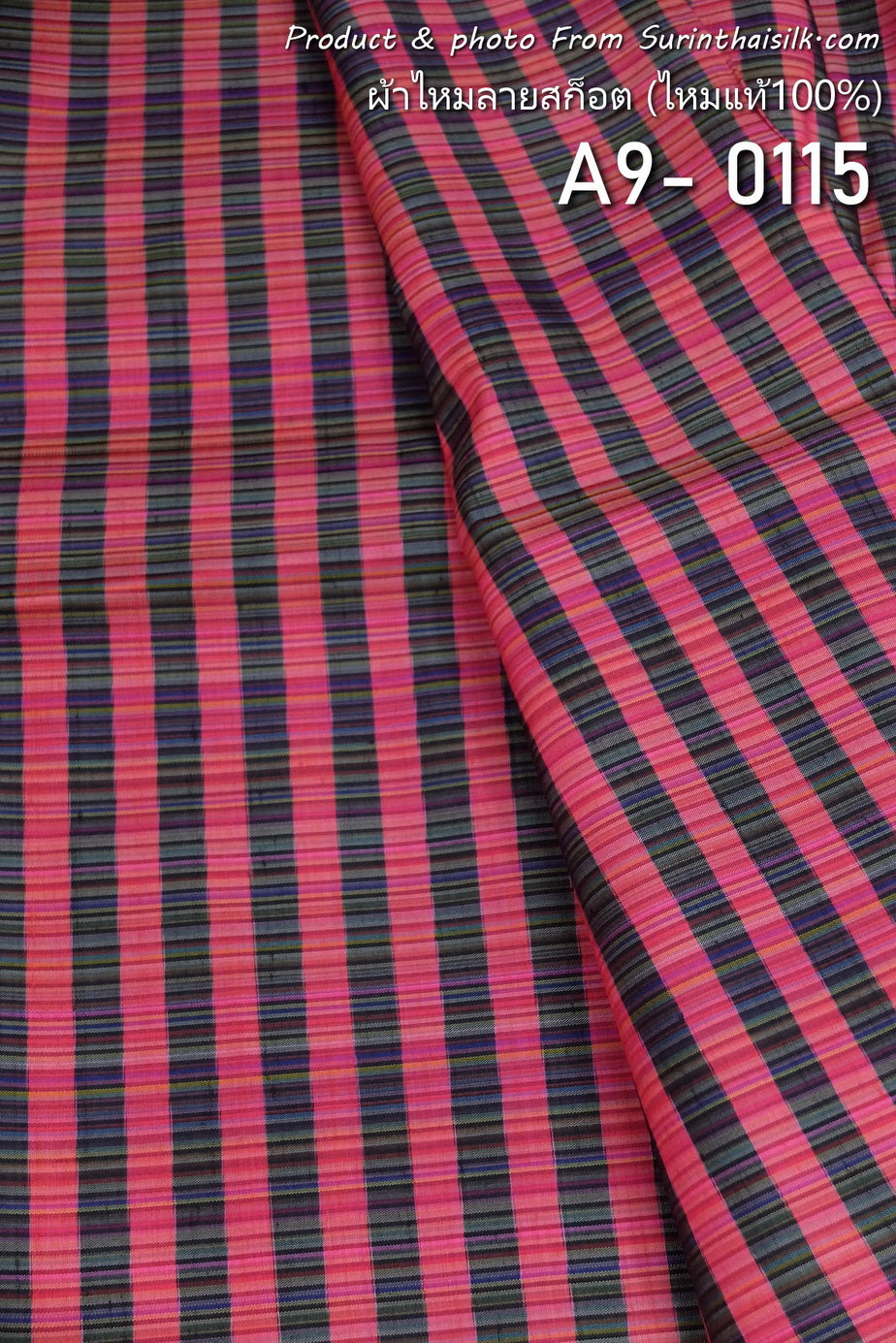 Thai Silk Checked / Plaid Weave Red Coarse texture (SKU-26658)