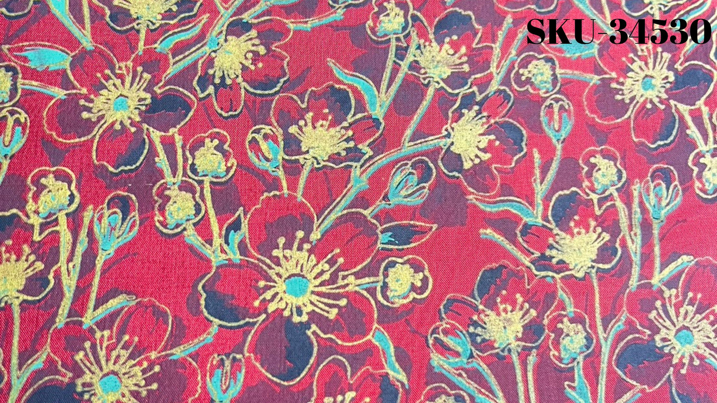 Thai Silk Printed Silk Red Coarse texture (SKU-34530)