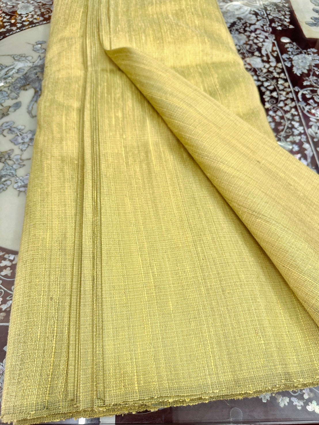Thai Silk Plain Weave Coarse Handwoven Yellow (SKU-32398)