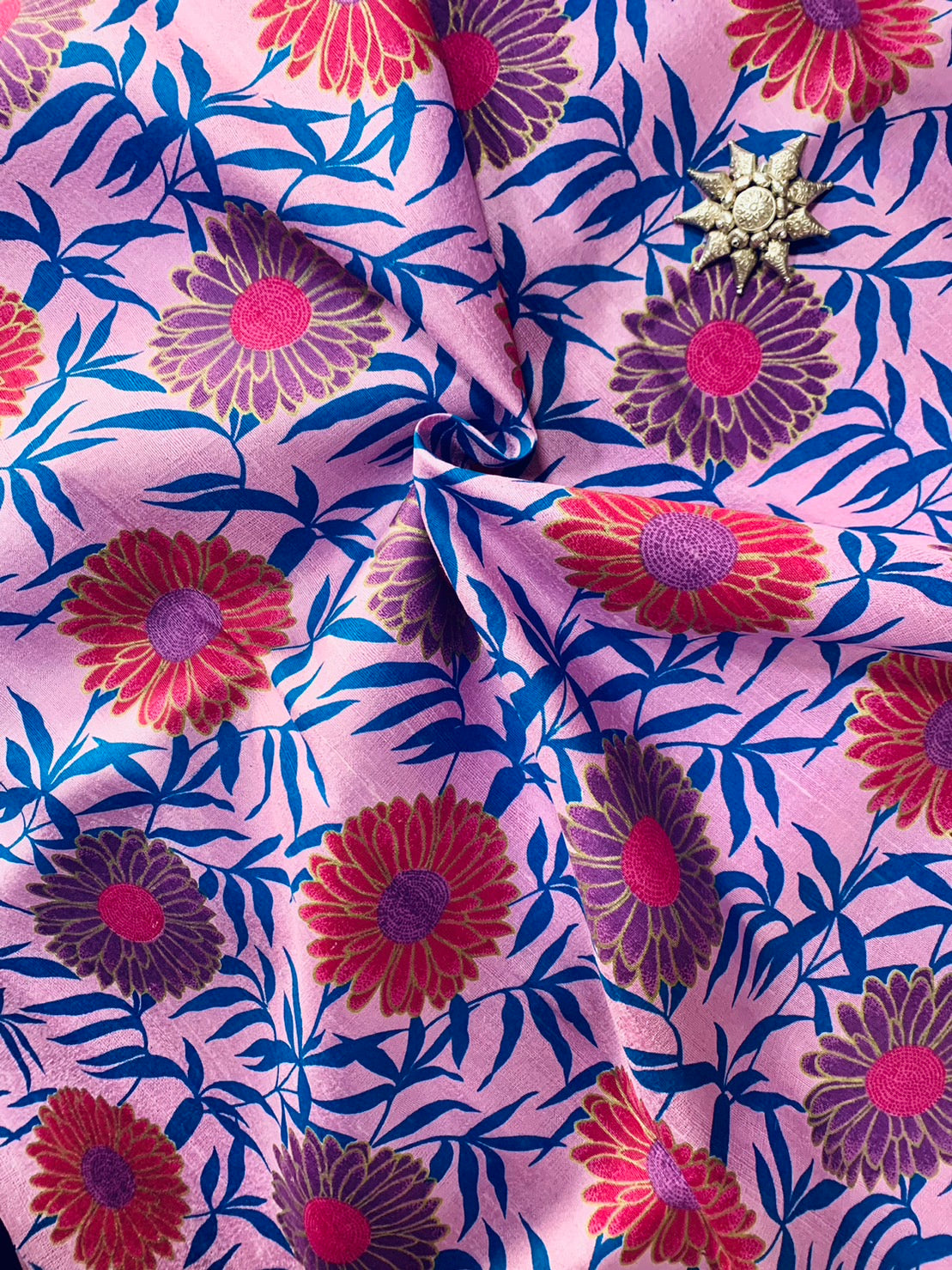 Thai Silk Printed Silk Pink Coarse texture (SKU-22641)