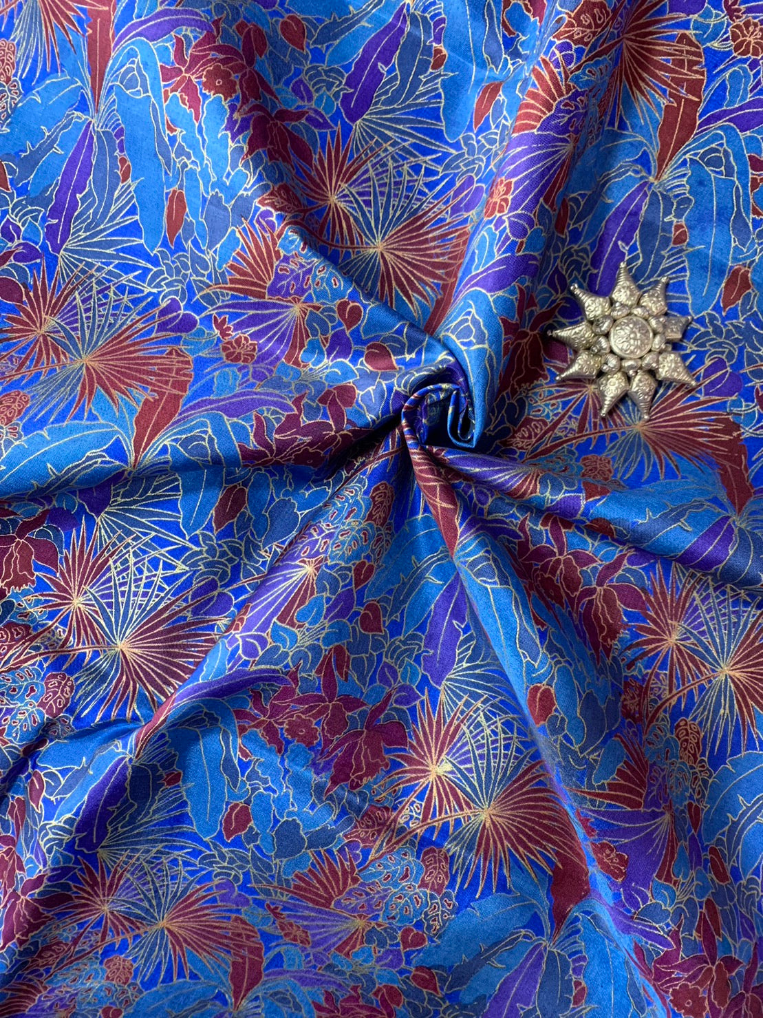 Thai Silk Printed Silk Blue (SKU-22660)