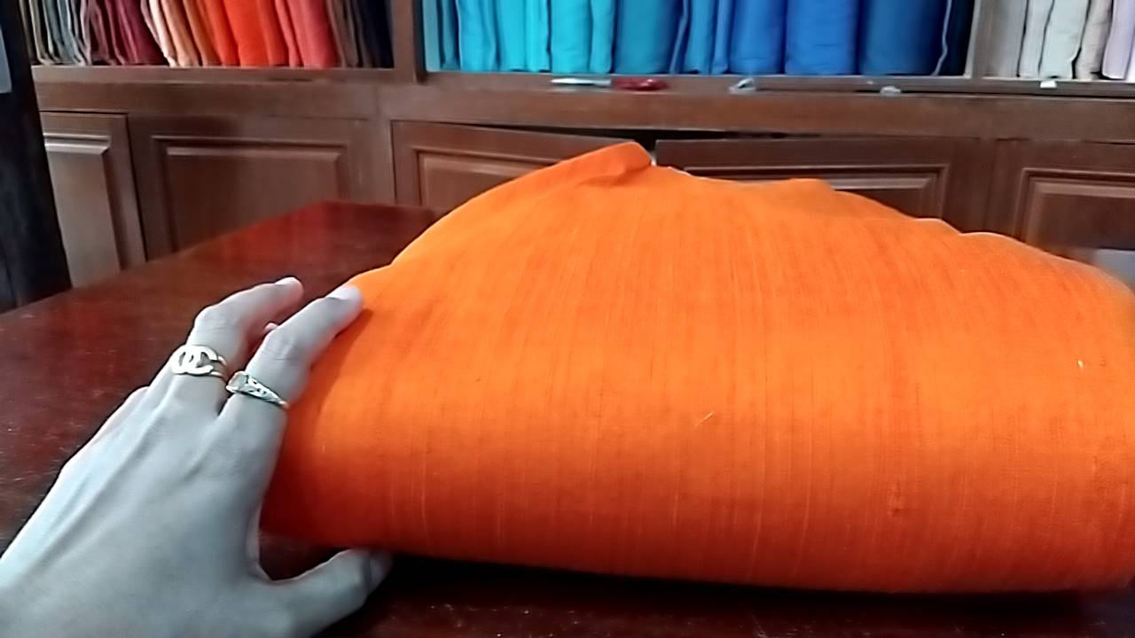Thai Silk Plain Weave Coarse Handwoven Orange (SKU-40274)