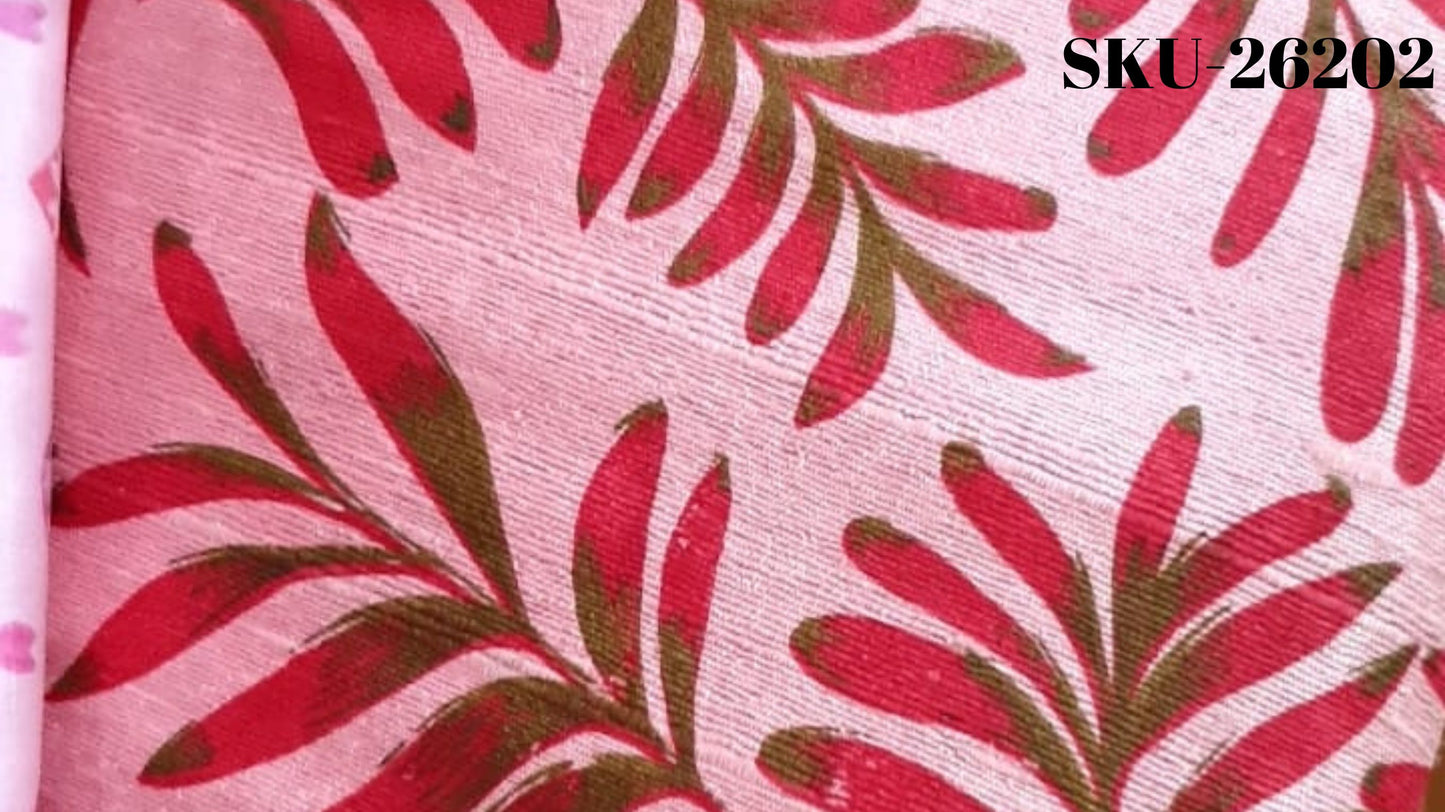 Thai Silk Printed Silk Pink Coarse texture (SKU-26202)