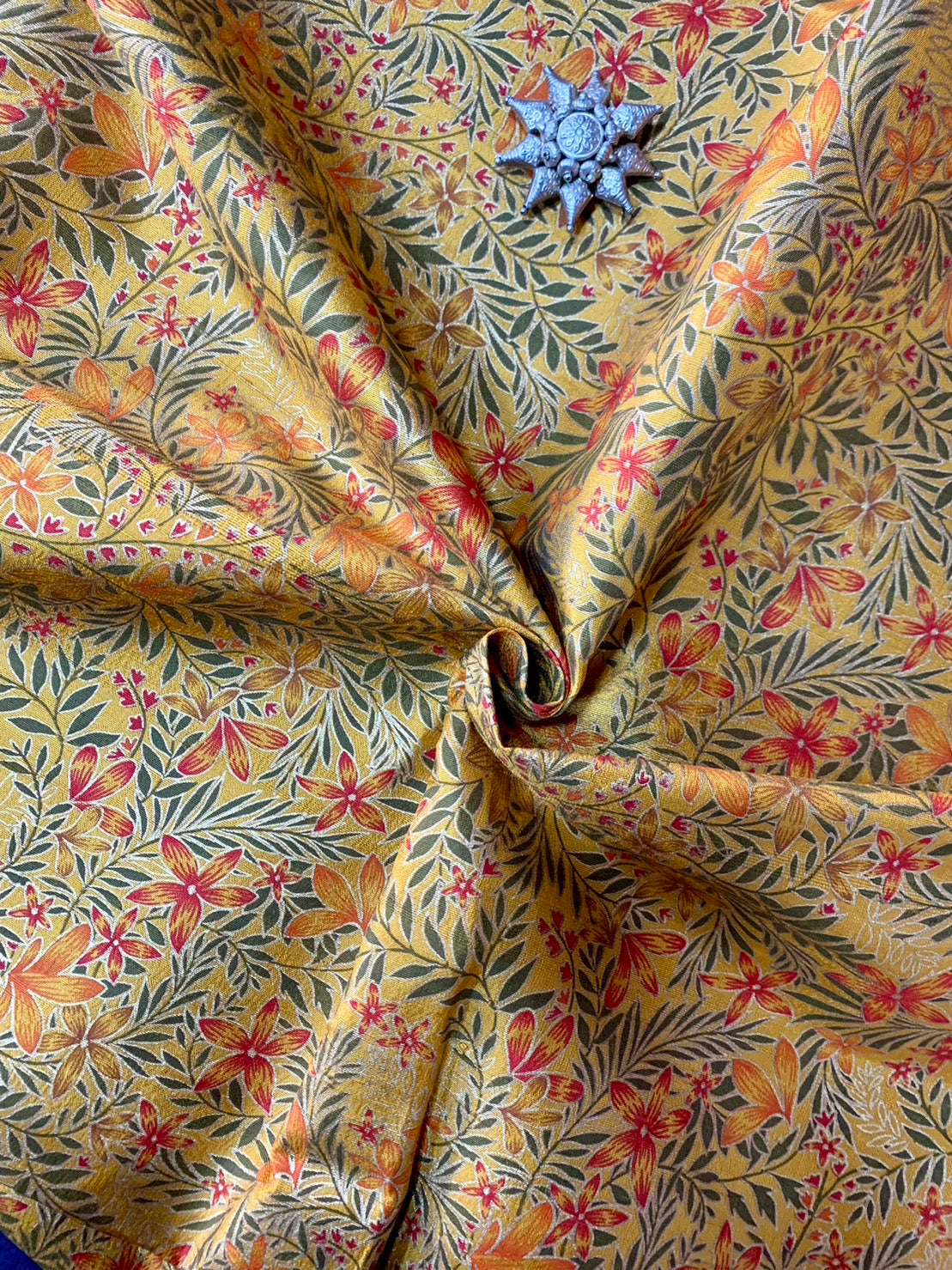 Thai Silk Printed Silk Yellow Coarse texture (SKU-22665)