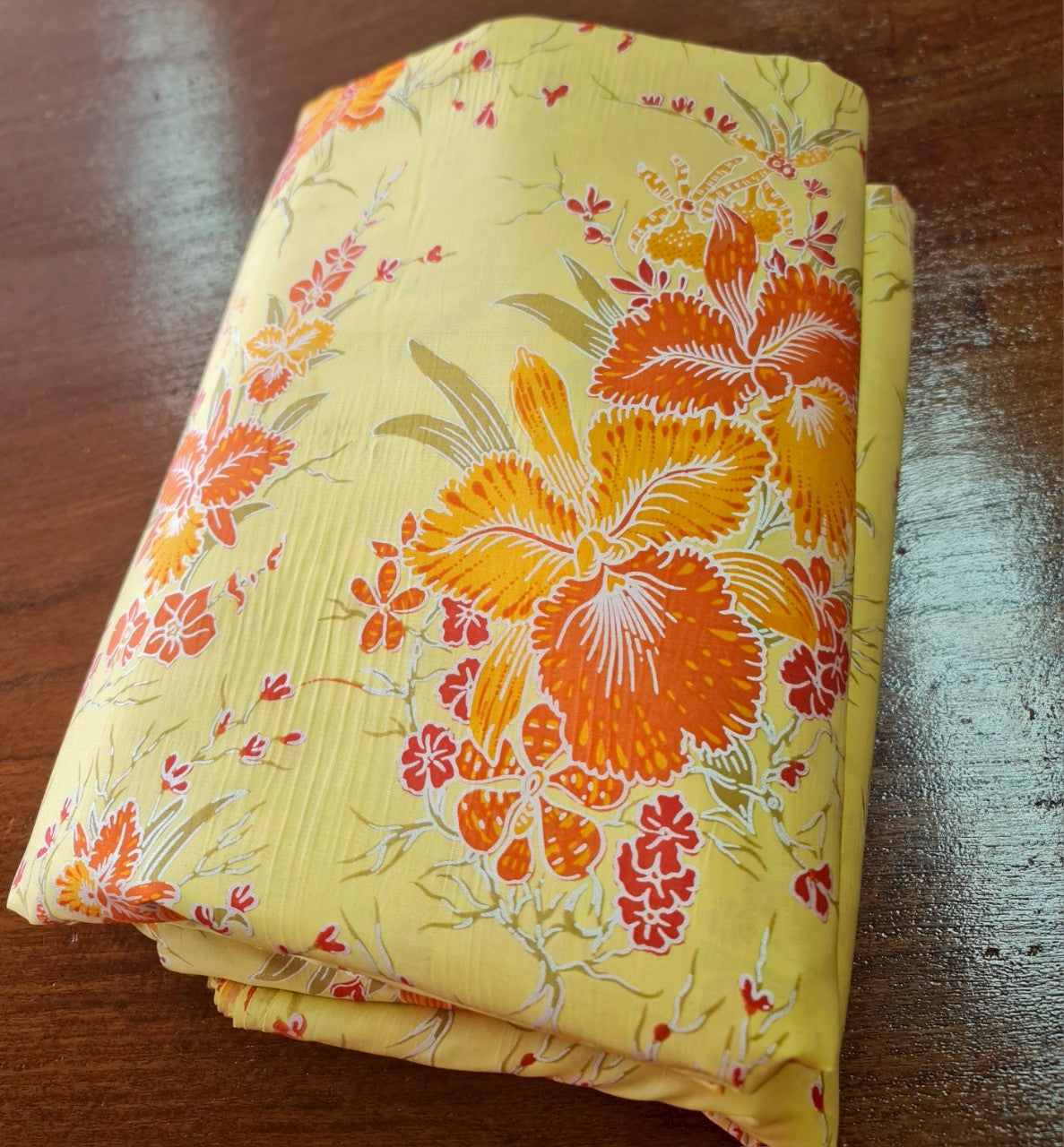 Thai Silk Printed Silk Yellow (SKU-42136)