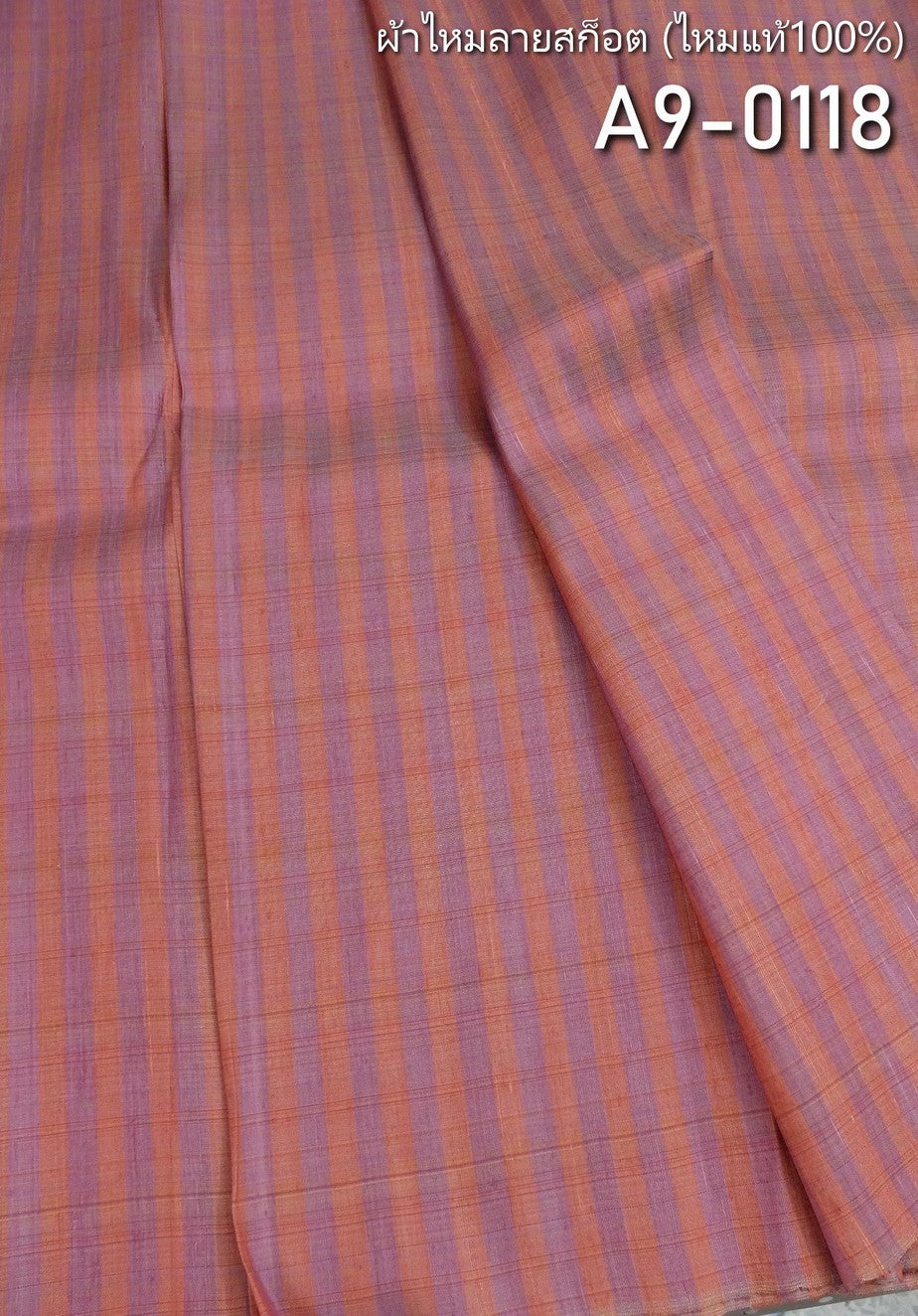 Thai Silk Checked / Plaid Weave Orange Coarse texture (SKU-26656)