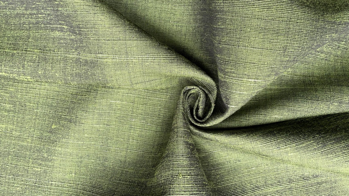 Thai Silk Plain Weave Coarse Handwoven Green Coarse texture (SKU-44346)