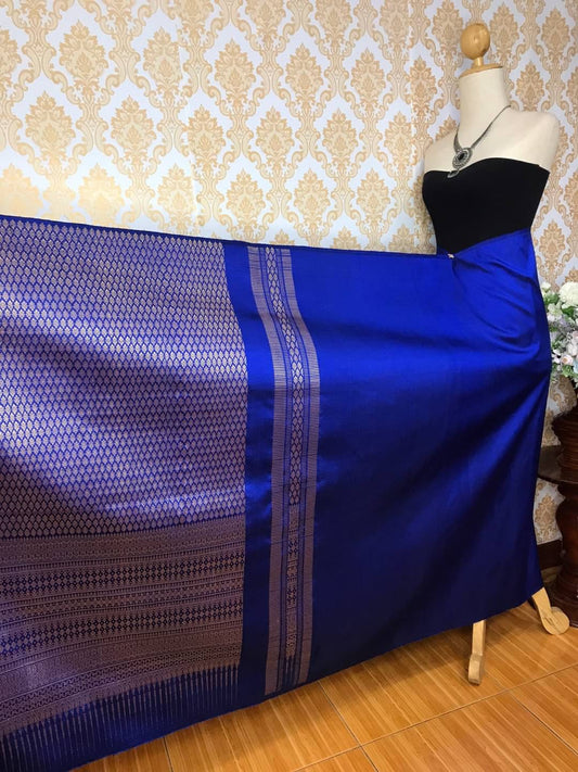 (Dress fabric) Surin silk, size 1x4 meters (pattern 2 meters + background color 2 meters), blue, code N10-KN02026617