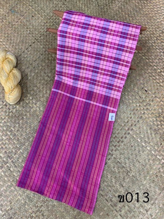 Loincloth, silk, real silk, size 60x200cm, purple-pink background, code R4D-AA-ก0013