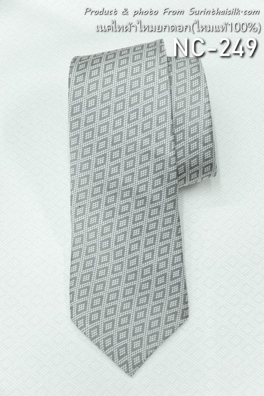 Gray silk necktie, code NC-ST-NC-249