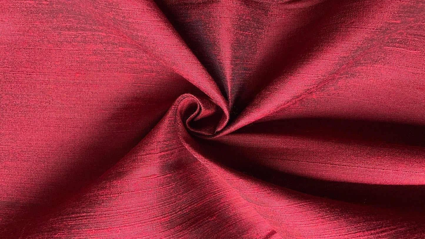 Thai Silk Plain Weave Coarse Handwoven Red Coarse texture (SKU-44357)