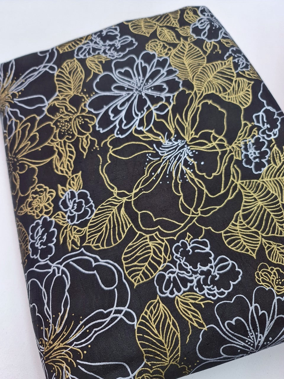 Thai Silk Printed Silk Black Coarse texture (SKU-42135)