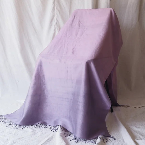 Large silk shawl with ruffle, size 100x200cm, purple, code ZYH-CT-102675