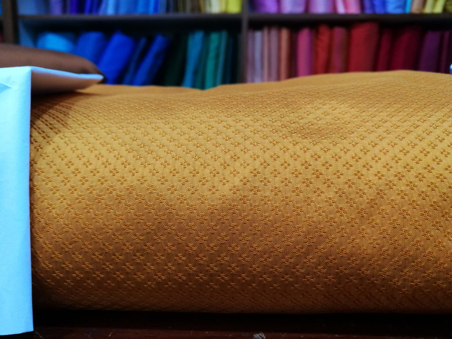 Chili flower silk For monks, real silk, 5 tako, royal yellow, sold by the yard, code B-NY-1210664.