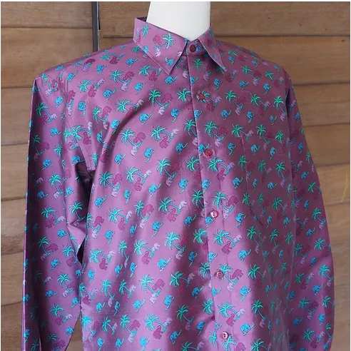 long sleeve shirt Printed silk, elephant pattern, purple, code DN-CT-SKU100870