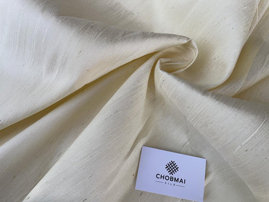 Thai Silk Plain Weave Coarse Handwoven White Coarse texture (SKU-37280)