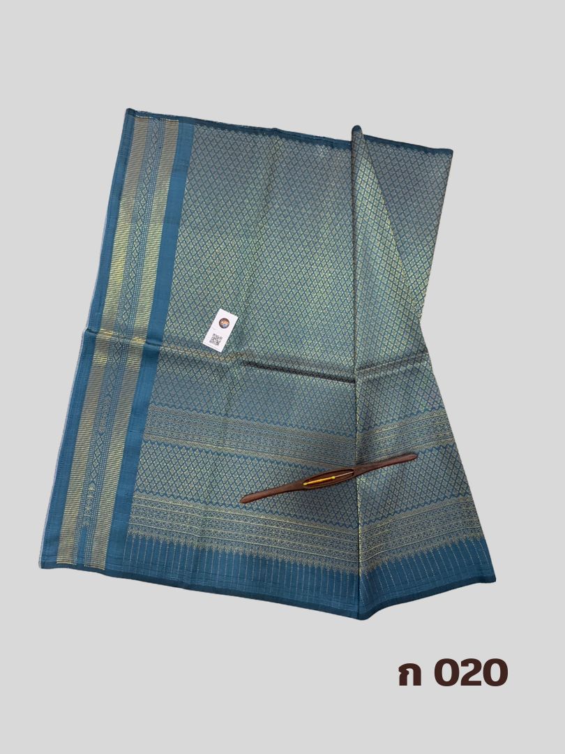 Surin silk sarong, 32 tako, size 1x2 meters, sea blue, code N11-AA-ก020