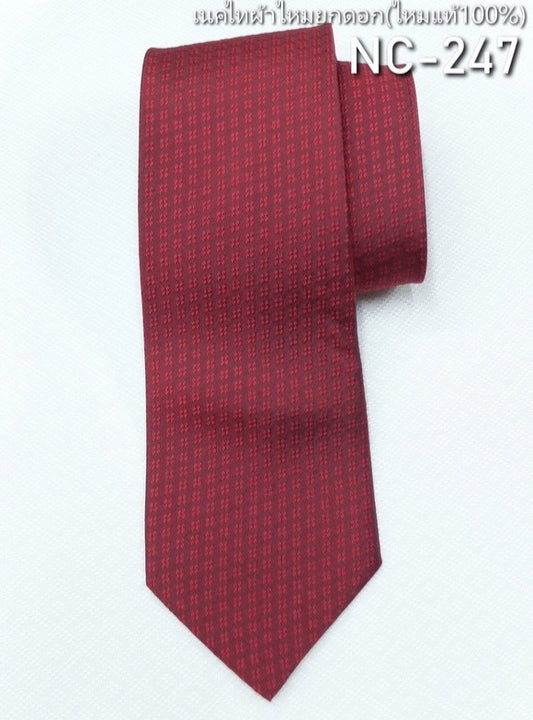 Floral silk necktie Crimson red, code NC-247