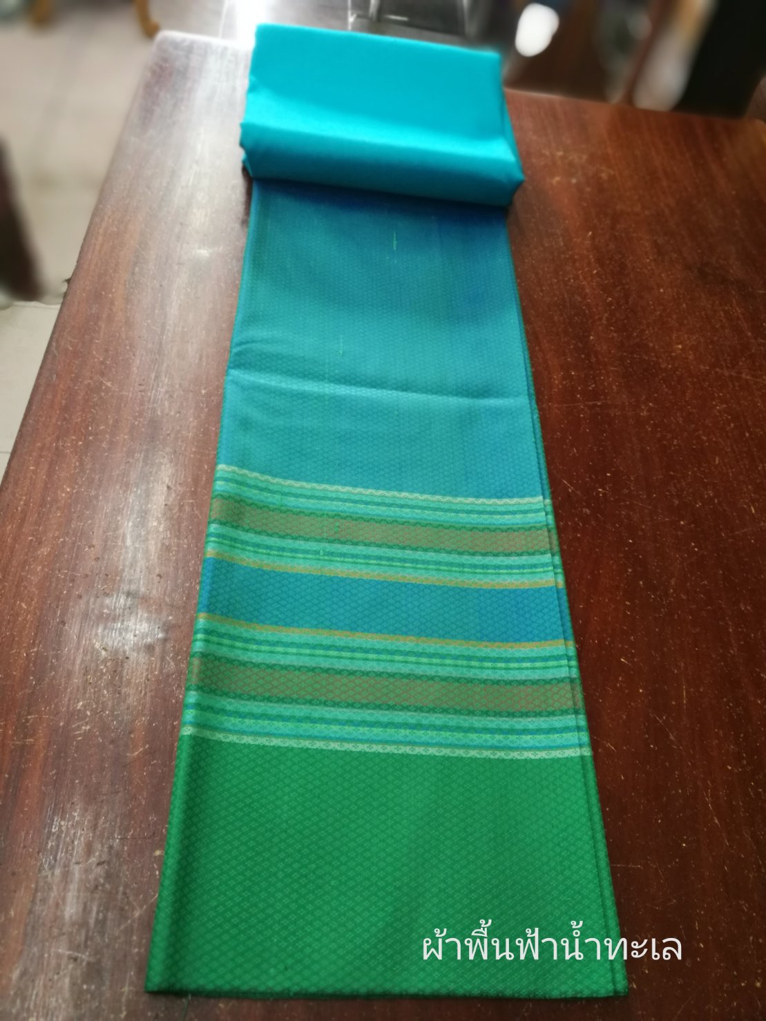 (Dress cloth) plain colored silk with stripes (ground cloth 2 meters + pattern 2 yards) green, code BC-NY06026615