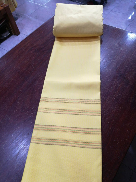 (Dress cloth) plain colored silk with stripes (2 yards of plain cloth + 2 yards of sarong) light golden yellow shade, code BC-NY -0327671708