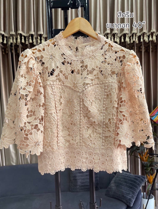 Women's shirt, lace shirt, chest size 40 inches, cream color, code WD-PK-01236715522