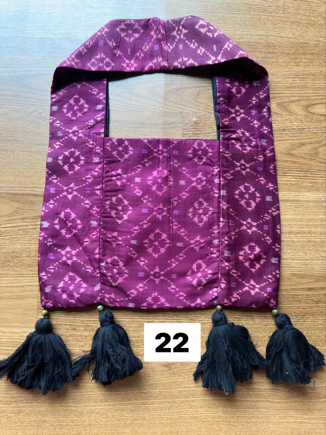 Battambang Mudmee silk bag, real silk, size 20x30cm, purple background, code GLC-SIL-06056722