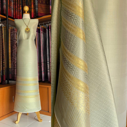 (Dress fabric) Surin silk (solid color 2 meters + pattern 2.4 meters), egg green, code N90-MD-062367225