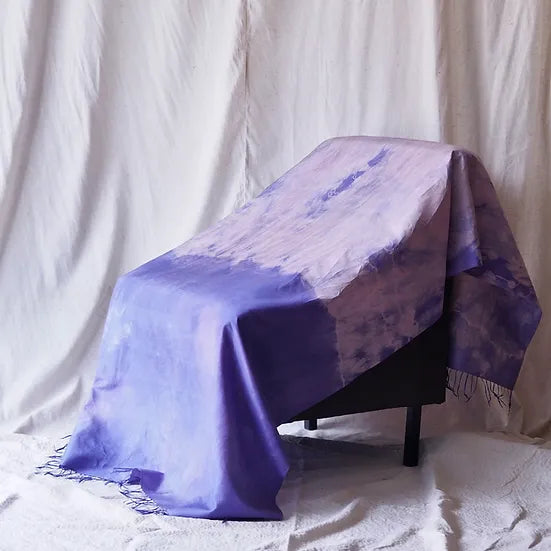 Large silk shawl, tie-dyed, with ruffle, size 100x185cm., purple, code ZYH-CT-102623