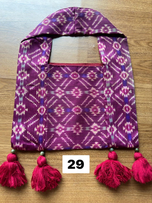 Battambang Mudmee silk bag, real silk, size 20x30cm, purple background, code GLC-SIL-06056729