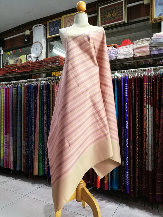 Genuine silk skirt, smooth texture, size 1x2 yards, San Kamphaeng pattern, Lanna pattern, beige-pink color, code B8-NY-0111678