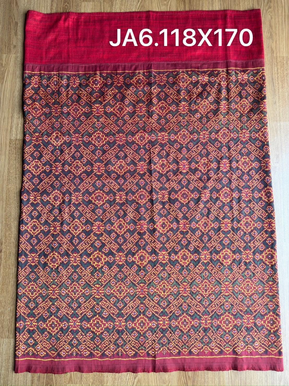 Special edition Mudmee silk sarong, 3-tako weave, size 118x170cm, red background, code N9-SIL-JA6