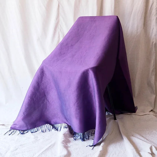 Large silk shawl with ruffle, size 100x200cm, purple, code ZYH-CT-102679