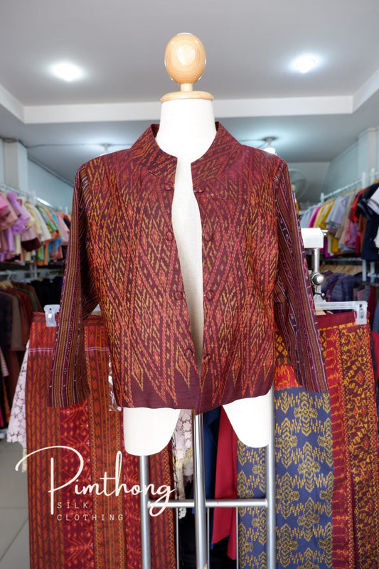 Women's shirt, quarter length sleeves, size 38-40-42, red-brown background, code WD-PTS0710663.