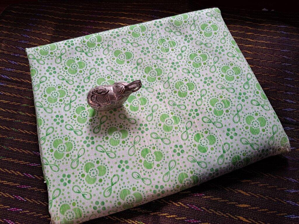 Thai Silk Printed Silk White Coarse texture (SKU-06137)