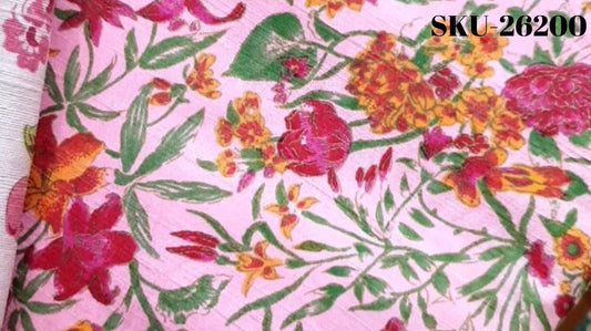 Thai Silk Printed Silk Pink Coarse texture (SKU-26200)