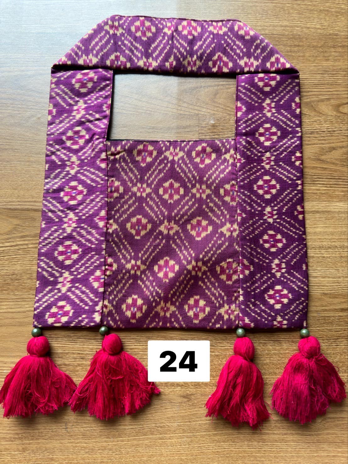 Battambang Mudmee silk bag, real silk, size 20x30cm, purple background, code GLC-SIL-06056724