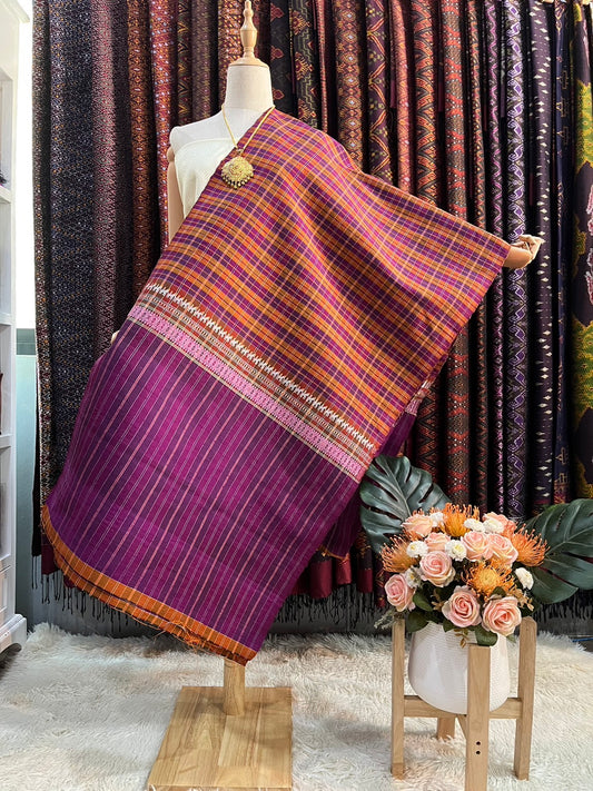 Khao Ma cloth, pure silk, size 60x200 cm. Purple-orange floor, code R4E-PS-04246717255