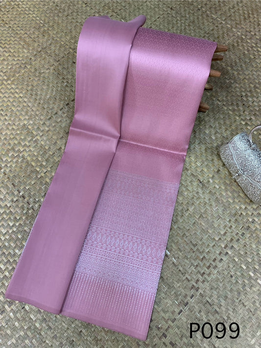 (Dress cloth) Surin Yok Dok silk Koh Choeng Silver Tin, size 1x4 meters (pattern 2 meters + background color 2 meters), purple, code N10-AA-P099