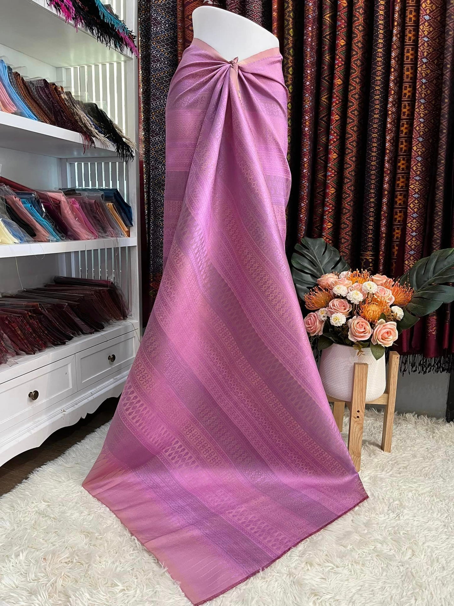 Surin silk skirt, size 1x2 meters, pinkish purple N11-PS082466130410