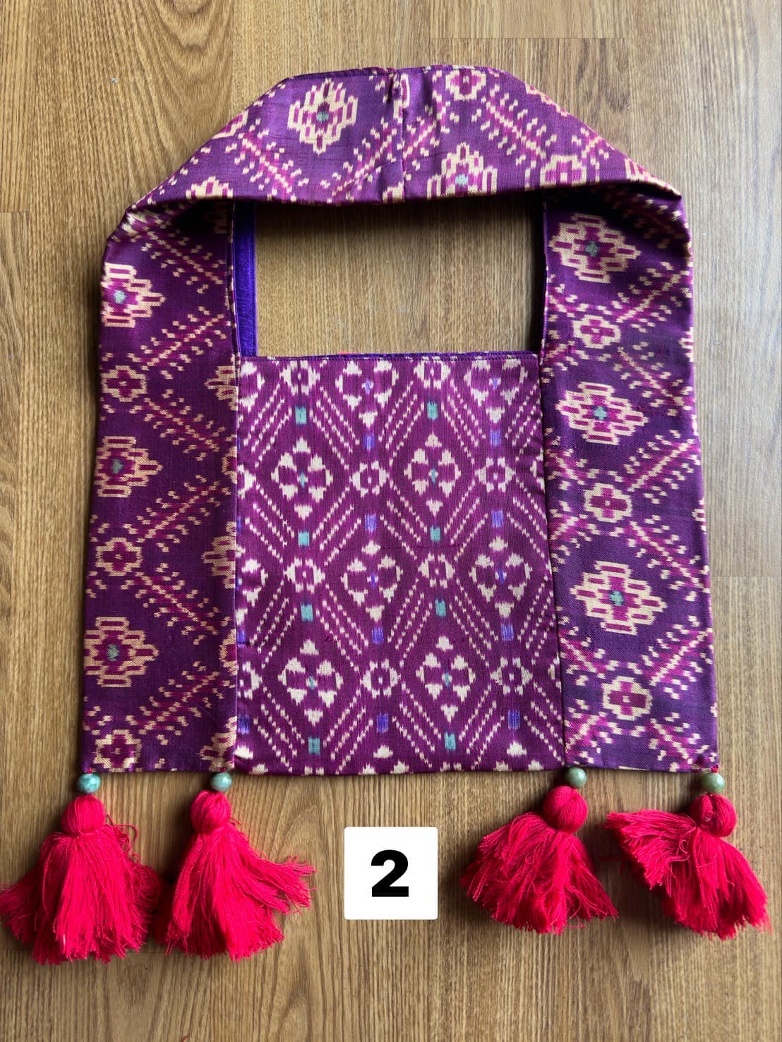 Battambang Mudmee silk bag, real silk, size 20x30cm, purple background, code GLC-SIL-0605672